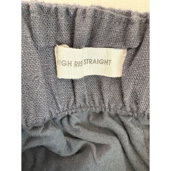 Ann Taylor Loft Gray Linen Pants Sz Med High Rise Elastic Waist Minimalist - Picture 3 of 13